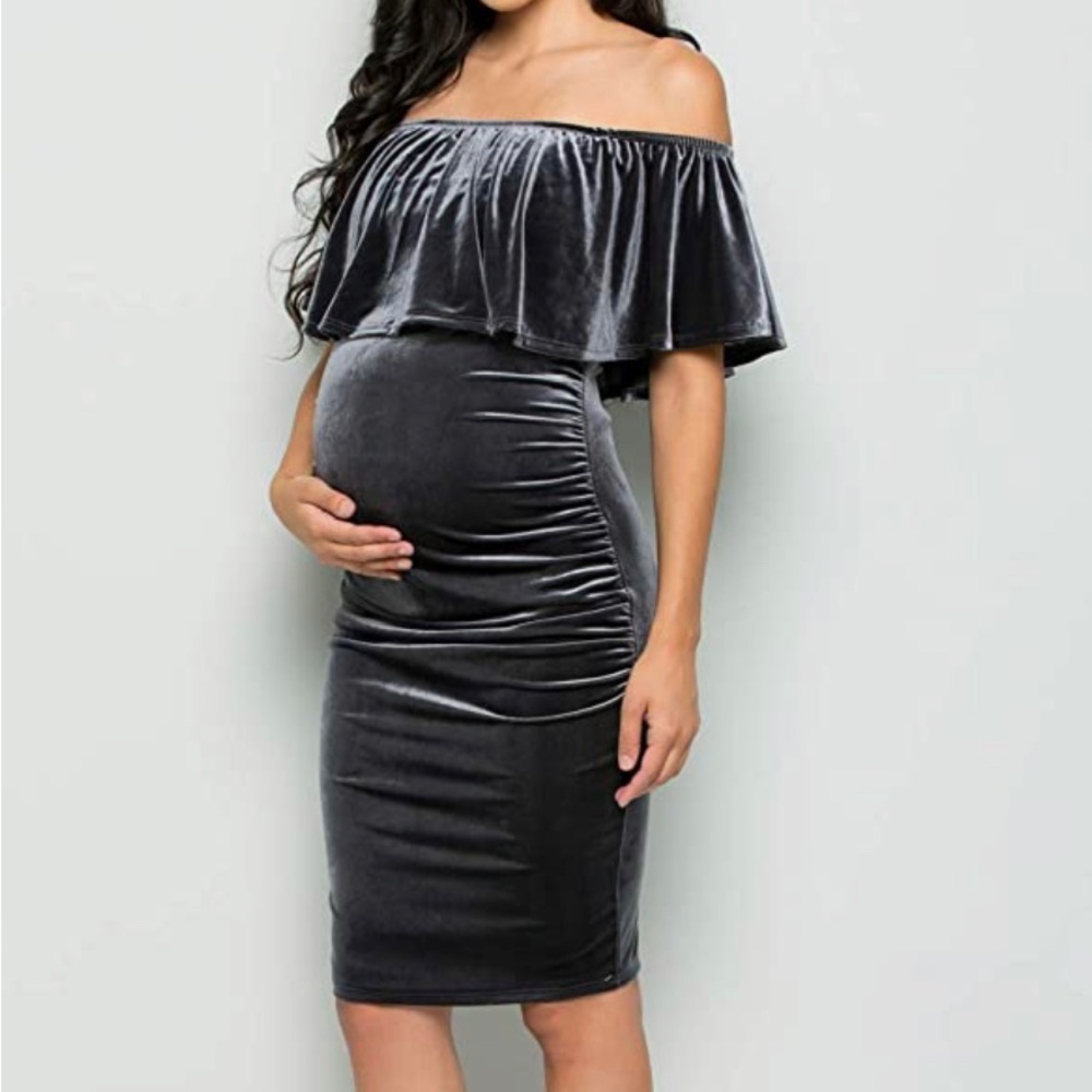 My Bump Maternity Dress Velvet Gray